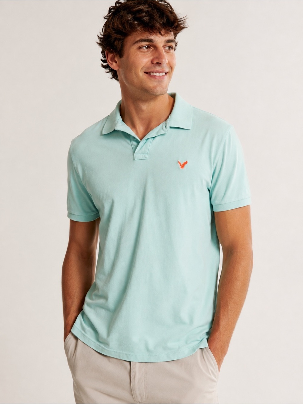 American Eagle Classic Fit Polo Shirt XL Aqua Mint Short Sleeve Preppy Golf